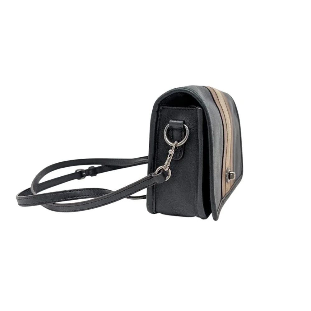 Coach Penny 75th Anniversary Stripe Crossbody Bag‎ Black Brown Limited Edition
